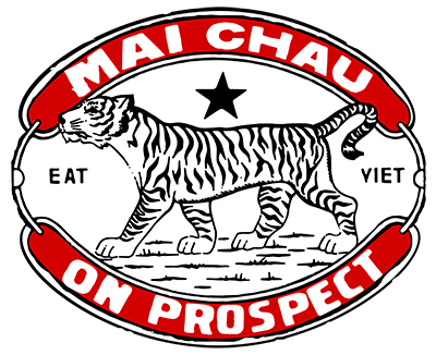 MAI CHAU logo red banners